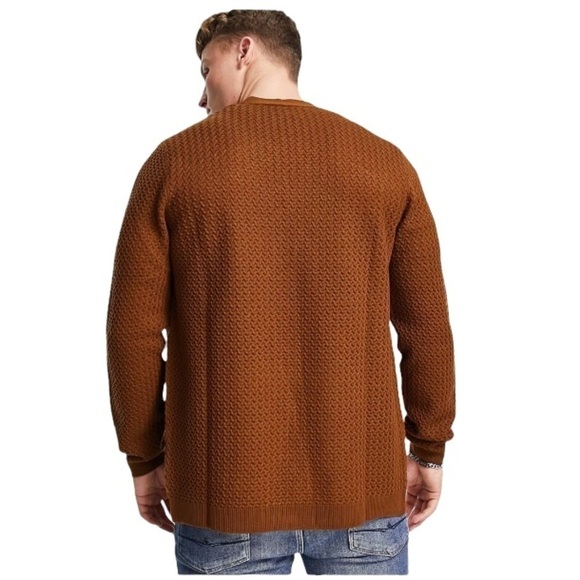 ASOS DESIGN New With Tags muscle fit textured knit cardigan in tan Chest 34 - Picture 9 of 13